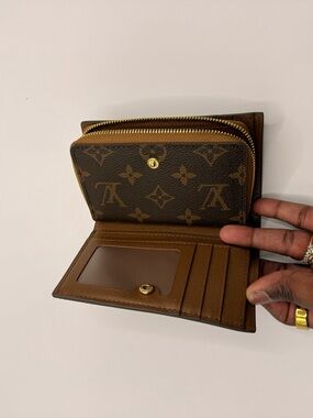 Louis Vuitton Monogram Compact Zip Card Wallet in Brown and Gold